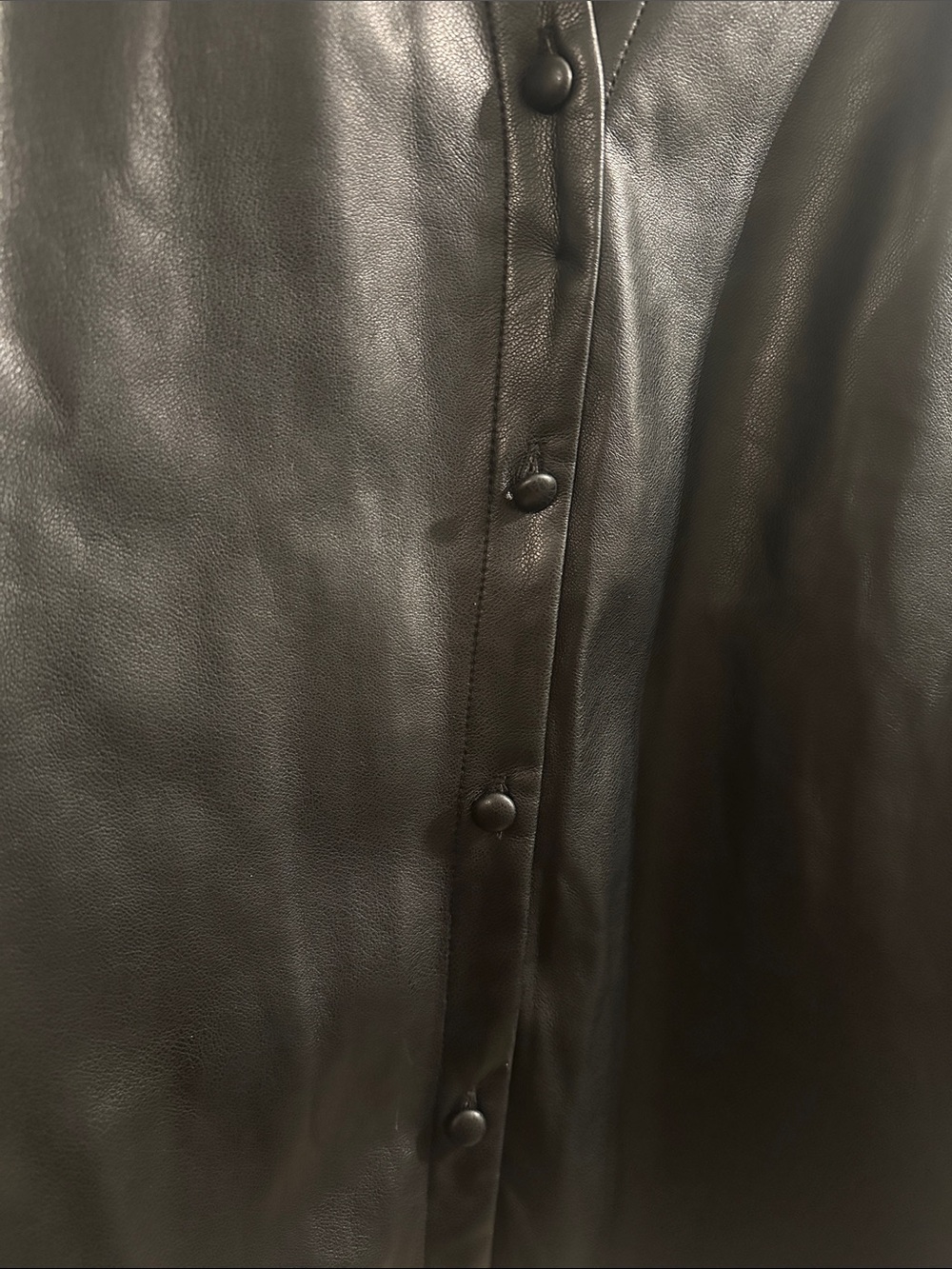 Marc New York Black Faux Leather Ruffle-Collar Snap Front Jacket - Picture 4 of 12